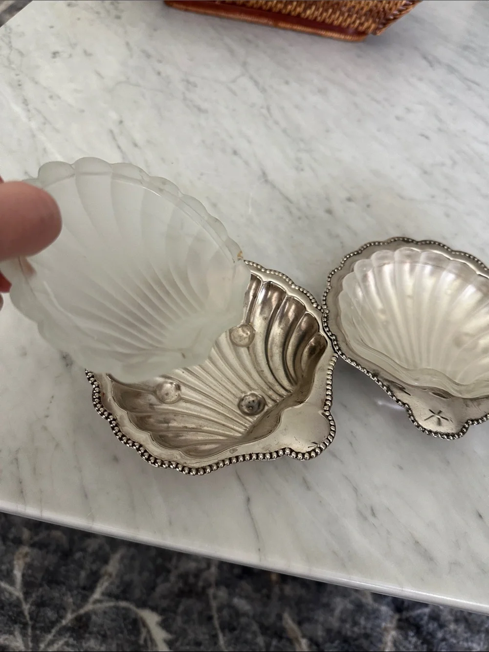 Vintage Celtic Made in England English Silver Plated Shell Trinket Set